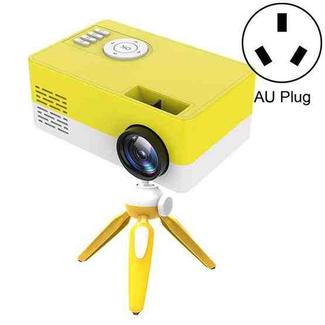 J15 1920 x 1080P HD Household Mini LED Projector with Tripod Mount Support AV / HDMI x 1 / USB x1 / TF x 1, Plug Type:AU Plug(Yellow White)