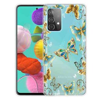 For Samsung Galaxy A32 5G Colored Drawing Pattern Highly Transparent TPU Protective Case(Gold Butterflies)