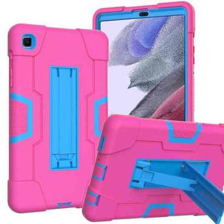 For Samsung Galaxy Tab A7 Lite T225 Contrast Color Robot Shockproof Silicone + PC Protective Case with Holder(Rose Red + Blue)