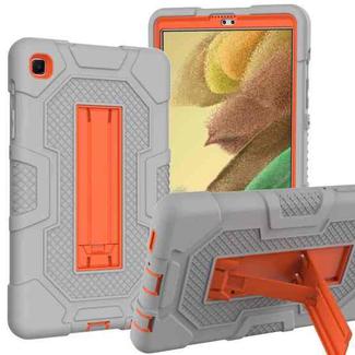 For Samsung Galaxy Tab A7 Lite T220 / T225 Contrast Color Robot Shockproof Silicone + PC Protective Case with Holder(Grey Orange)