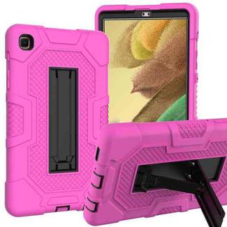 For Samsung Galaxy Tab A7 Lite T220 / T225 Contrast Color Robot Shockproof Silicone + PC Protective Case with Holder(Rose Red Black)