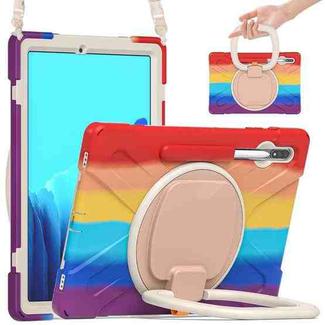 For Samsung Galaxy Tab S8+ / Tab S8 Plus /  Tab S7 FE / Tab S7+ T970/T975 Silicone + PC Protective Case with Holder & Shoulder Strap(Colorful Red)