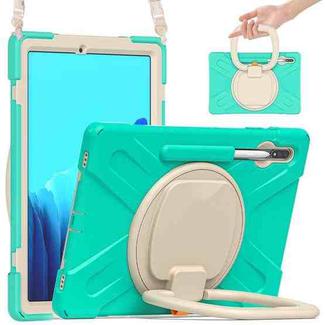For Samsung Galaxy Tab S8+ / Tab S8 Plus /  Tab S7 FE / Tab S7+ T970/T975 Silicone + PC Protective Case with Holder & Shoulder Strap(Mint Green)