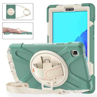 For Samsung Galaxy Tab A7 Lite T220 / T225 Silicone + PC Protective Case with Holder & Shoulder Strap(Emerald Green)