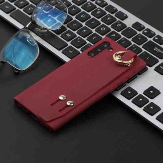For Galaxy Note10 Shockproof Solid Color TPU Case with Wristband(Wire Red)