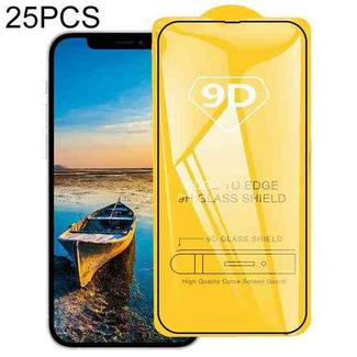 For iPhone 13 mini 25pcs 9D Full Glue Full Screen Tempered Glass Film