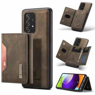 For Samsung Galaxy A52 5G / 4G DG.MING M2 Series 3-Fold Multi Card Bag + Back Cover Shockproof Case with Wallet & Holder Function(Coffee)