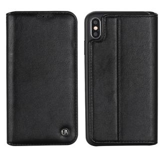 For iPhone XR GEBEI Shockproof TPU + PU Horizontal Flip Leather Case with Card Slots & Holder(Black)
