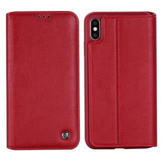 For iPhone XR GEBEI Shockproof TPU + PU Horizontal Flip Leather Case with Card Slots & Holder(Red)