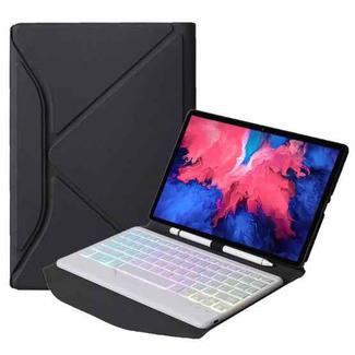 BM12S Backlight Edition Diamond Texture Detachable Bluetooth Keyboard Leather Tablet Case with Pen Slot & Triangular Back Support For Lenovo Pad Plus 11 inch TB-J607F / Tab P11 11 inch TB-J606F(Black White)