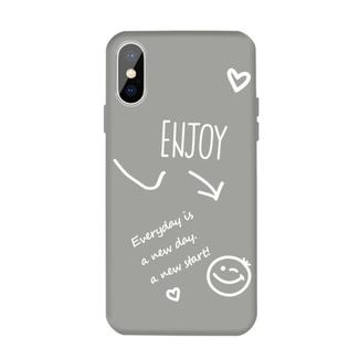 For iPhone XS Max Enjoy Emoticon Heart-shape Pattern Colorful Frosted TPU Phone Protective Case(Gray)