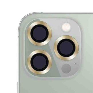 For iPhone 13 Pro / 13 Pro Max CD Texture Metal Lens Tempered Film (Gold)