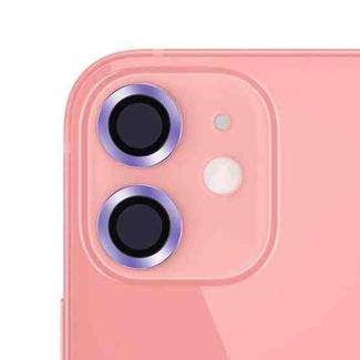 For iPhone 12 CD Texture Metal Lens Tempered Film(Purple)