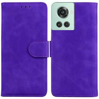 For OnePlus 10R / Ace Skin Feel Pure Color Flip Leather Phone Case(Purple)