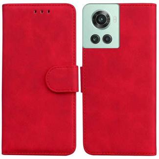 For OnePlus 10R / Ace Skin Feel Pure Color Flip Leather Phone Case(Red)