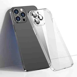 For iPhone 13 Pro Max Transparent PC Phone Case with Lens Film (Black)