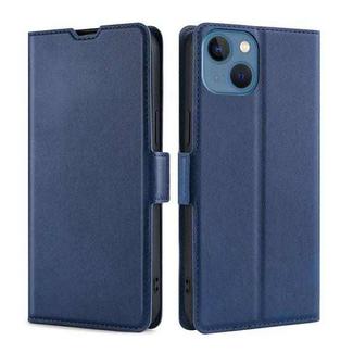 Ultra-thin Voltage Side Buckle Leather Phone Case For iPhone 14 Plus(Blue)