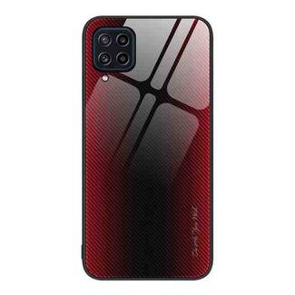 For Samsung Galaxy M32 Texture Gradient Glass TPU Phone Case(Red)