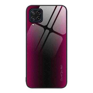 For Samsung Galaxy M32 Texture Gradient Glass TPU Phone Case(Rose Red)