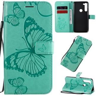 For Motorola Moto G8 Power 3D Butterflies Embossing Pattern Horizontal Flip Leather Case with Holder & Card Slot & Wallet & Lanyard(Green)