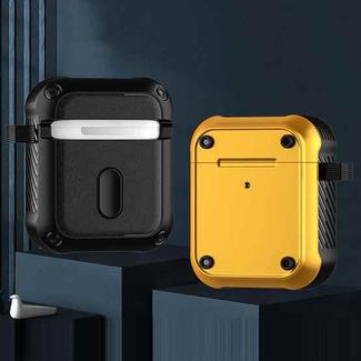 For AirPods 1 / 2 Wing TPU + PC Shockproof Earphone Protective Case(Black Yellow)
