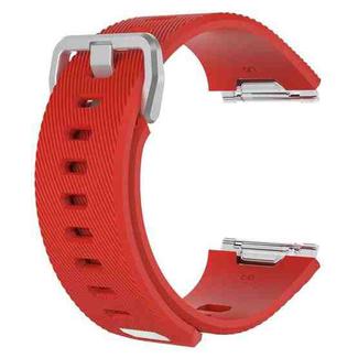 For Fitbit Ionic Twill Texture Silicone  Watch Band with Buckle, Size:S(Red)