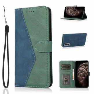 For Samsung Galaxy S21+ 5G Dual-color Stitching Leather Phone Case(Blue Green)