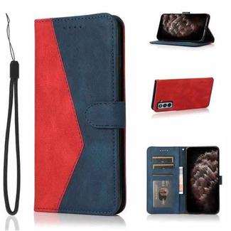 For Samsung Galaxy S21+ 5G Dual-color Stitching Leather Phone Case(Red Blue)