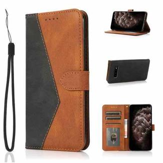 For Samsung Galaxy S10+ Dual-color Stitching Leather Phone Case(Black Brown)