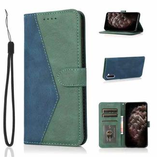 For Samsung Galaxy Note10 Dual-color Stitching Leather Phone Case(Blue Green)