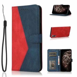 For Samsung Galaxy Note10 Dual-color Stitching Leather Phone Case(Red Blue)