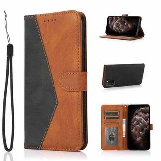 For Samsung Galaxy A02s EU / M02s Dual-color Stitching Leather Phone Case(Black Brown)