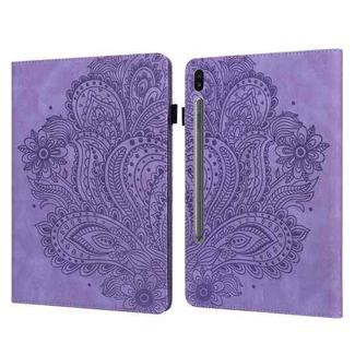 For Samsung Galaxy Tab S6 T860 Peacock Embossed Pattern Leather Tablet Case(Purple)