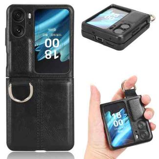 For OPPO Find N2 Flip Vintage Texture Ring Phone Case(Black)