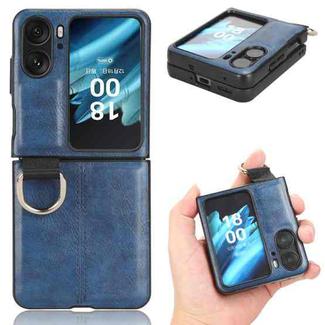 For OPPO Find N2 Flip Vintage Texture Ring Phone Case(Blue)
