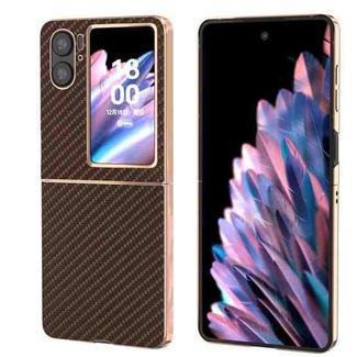For OPPO Find N2 Flip Nano Electroplating Carbon Fiber Texture Phone Case(Coffee)