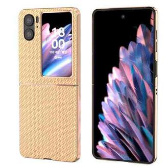 For OPPO Find N2 Flip Nano Electroplating Carbon Fiber Texture Phone Case(Yellow)