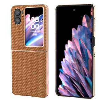 For OPPO Find N2 Flip Nano Electroplating Carbon Fiber Texture Phone Case(Brown)