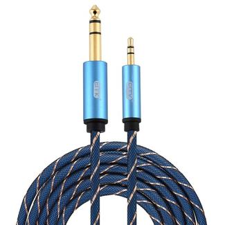 EMK 3.5mm Jack Male to 6.35mm Jack Male Gold Plated Connector Nylon Braid AUX Cable for Computer / X-BOX / PS3 / CD / DVD, Cable Length:3m(Dark Blue)