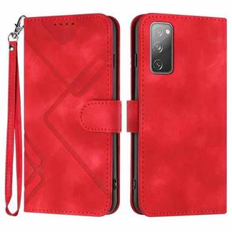 For Samsung Galaxy S20 FE Line Pattern Skin Feel Leather Phone Case(Red)