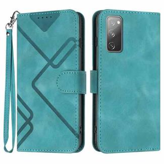 For Samsung Galaxy S20 FE Line Pattern Skin Feel Leather Phone Case(Light Blue)