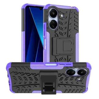 For Xiaomi Redmi 13C 4G Tire Texture TPU + PC Phone Case with Holder(Purple)