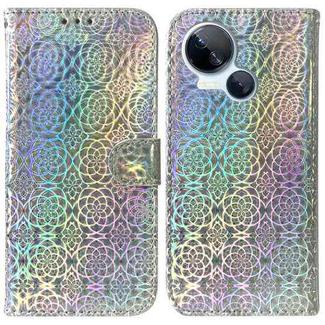 For Tecno Spark 10 5G Colorful Magnetic Buckle Leather Phone Case(Silver)