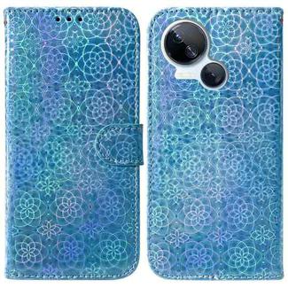 For Tecno Spark 10 5G Colorful Magnetic Buckle Leather Phone Case(Blue)