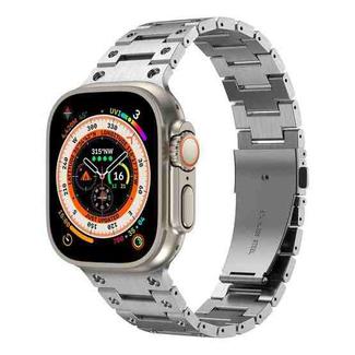 Double Rows Metal Watch Band For Apple Watch 7 45mm(Silver)