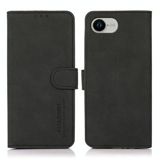 For iPhone 16e KHAZNEH Matte Texture Leather Phone Case(Black)
