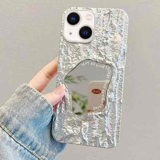 For iPhone 13 Embossed Rock Texture Mirror TPU Phone Case(Space Silver)