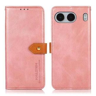 For OnePlus Nord 4 KHAZNEH Dual-color Cowhide Texture Flip Leather Phone Case(Rose Gold)
