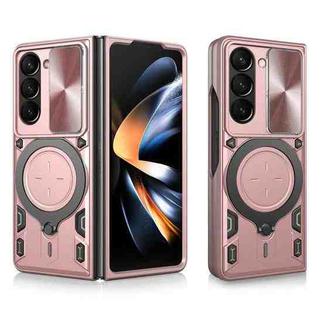 For Samsung Galaxy Z Fold7 CD Texture Sliding Camshield Magnetic Holder Phone Case(Pink)