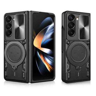 For Samsung Galaxy Z Fold7 CD Texture Sliding Camshield Magnetic Holder Phone Case(Black)